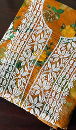 将图像加载到图库查看器中, Women's Lakhnavi Handcrafted Cotton Chikankari Unstitched Kurti Fabric - HONC0157701