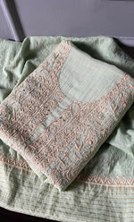 Load image into Gallery viewer, Women's Lakhnavi Handcrafted Mul Chanderi Unstitched Kurta And Dupatta Set- HONC0280882