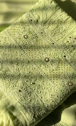 将图像加载到图库查看器中, Women's Lakhnavi Handcrafted Viscose Georgette Chikankari Full Suit Material - HONC0271114