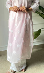 Load image into Gallery viewer, Women's Lucknowi Handcrafted Cotton Chikankari Long Kurti - HONC0325932