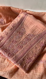 将图像加载到图库查看器中, Women's Lakhnavi Handcrafted Mul Chanderi Unstitched Kurta And Dupatta Set - HONC0280848