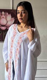 Load image into Gallery viewer, Women's Lucknowi Handcrafted Cotton Chikankari Kaftan - HONC0352349
