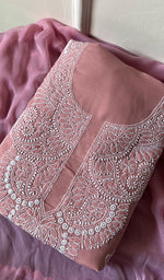将图像加载到图库查看器中, Women's Lakhnavi Handcrafted Cotton Chikankari Suit Material - HONC0264505