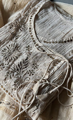 Load image into Gallery viewer, Women's Lakhnavi Handcrafted Tissue Chanderi Semi-Stitched  Kurta And Dupatta Set - HONC0313007