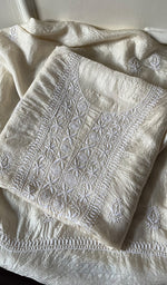 将图像加载到图库查看器中, Women's Lakhnavi Handcrafted Tussar Silk Chikankari Kurta And Dupatta Set - HONC0262815