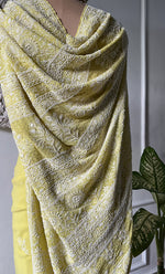 Load image into Gallery viewer, Women's Lakhnavi Handcrafted Pure Silk Georgette Chikankari Saree - HONC0269084