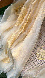 将图像加载到图库查看器中, Women's Lucknowi Handcrafted Pure Organza Silk Chikankari SAREE - HONC0228639