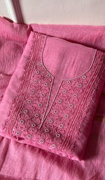 将图像加载到图库查看器中, Women's Lucknowi Handcrafted Mul Chanderi Chikankari Full Suit Material - HONC0260958
