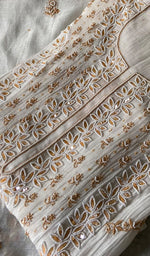 Load image into Gallery viewer, Saziya Women's Lakhnavi Handcrafted Mul Chanderi Semi - Stitched Kurta And Dupatta Set - HONC0357404