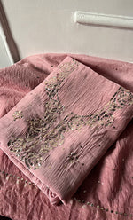 将图像加载到图库查看器中, Women's Lakhnavi Handcrafted Mul Chanderi Unstitched Chikankari Full Suit Material - HONC0328517