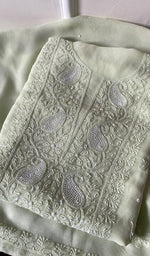 Load image into Gallery viewer, Women's Lakhnavi Handcrafted Viscose Georgette Chikankari Full Suit Material - HONC0267760