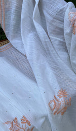 Load image into Gallery viewer, Women's Lakhnavi Handcrafted Chanderi silk Chikankari Saree - HONC0201160