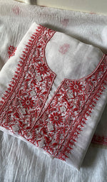将图像加载到图库查看器中, Women's Lakhnavi Handcrafted Mul Chanderi Unstitched Kurta And Dupatta Set - HONC0273255