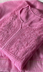 将图像加载到图库查看器中, Women's Lakhnavi Handcrafted Mul Chanderi Semi - Stitched Kurta And Dupatta Set - HONC0303199