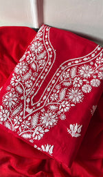 将图像加载到图库查看器中, Women's Lakhnavi Handcrafted Cotton Chikankari Suit Material - HONC0232446