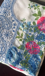 将图像加载到图库查看器中, Women's Lakhnavi Handcrafted Cotton Chikankari Unstitched Kurti Fabric - HONC0284327