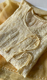 将图像加载到图库查看器中, Women's Lucknowi Handcrafted Kota Cotton Chikankari Semi Stitched Kurta And Dupatta Set - HONC0318330