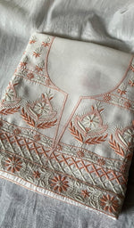 Load image into Gallery viewer, Women's Lakhnavi Handcrafted Chanderi Silk Unstitched Kurta And Dupatta Set - HONC015233