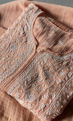 Load image into Gallery viewer, Women's Lakhnavi Handcrafted Mul Chanderi Semi - Stitched Kurta And Dupatta Set - HONC0309526