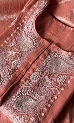 Load image into Gallery viewer, Women's Lakhnavi Handcrafted Tissue Chanderi Semi-Stitched Anarkali And Dupatta Set - HONC0323638