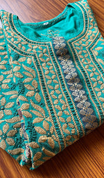 将图像加载到图库查看器中, Women's Lakhnavi Handcrafted Cotton Chikankari Kurti - NC03875