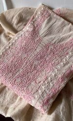 Load image into Gallery viewer, Women's Lakhnavi Handcrafted Mul Chanderi Semi - stitched Kurta And Dupatta Set- HONC0305143