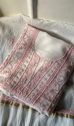 将图像加载到图库查看器中, Women's Lakhnavi Handcrafted Mul Chanderi Unstitched Kurta And Dupatta Set - HONC0287715