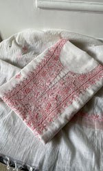 Load image into Gallery viewer, Women's Lakhnavi Handcrafted Unstitched Mul Chanderi Kurta And Dupatta Set - HONC0267155