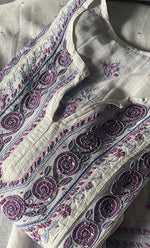 Load image into Gallery viewer, Aaliyah Women's Lakhnavi Handcrafted Mul Chanderi Semi - Stitched Kurta And Dupatta Set - HONC0239039