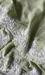 Load image into Gallery viewer, Alishba Women's Lucknowi Handcrafted Kota Cotton Chikankari Unstitched Kurta And Dupatta Set - HONC0312634