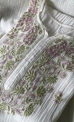 Load image into Gallery viewer, Women's Lakhnavi Handcrafted Mul Chanderi Semi - Stitched Kurta And Dupatta Set - HONC0314225