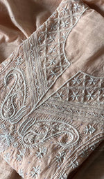 Load image into Gallery viewer, Women's Lakhnavi Handcrafted Mul Chanderi Chikankari Semi Stitched Anarkali And Dupatta Set- HONC0277640