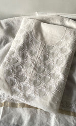 Load image into Gallery viewer, Amisha Women's Lakhnavi Handcrafted Mul Chanderi Unstitched Kurta And Dupatta Set - HONC0319463