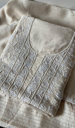Load image into Gallery viewer, Women's Lakhnavi Handcrafted Munga Silk Chikankari Kurta And Dupatta Set- HONC0256730