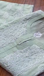将图像加载到图库查看器中, Women's Lakhnavi Handcrafted Cotton Chikankari Kurti - HONC0267940