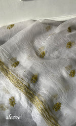 Load image into Gallery viewer, Women's Lakhnavi Handcrafted Pure Organza Chikankari Unstitched Kurta And Dupatta Set- HONC0328273