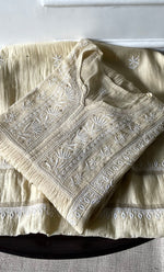 Load image into Gallery viewer, Women's Lakhnavi Handcrafted Mul Chanderi Semi-Stitched Kurta And Dupatta Set - HONC0281947