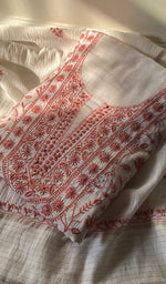 Load image into Gallery viewer, Women's Lakhnavi Handcrafted Maheshwari Mul Chanderi Unstitched Kurta And Dupatta Set - HONC0271870