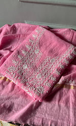 Load image into Gallery viewer, Jazba Women's Lakhnavi Handcrafted Mul Chanderi UnStitched Kurta And Dupatta Set - HONC0301688