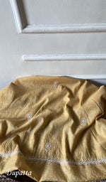 Load image into Gallery viewer, Women's Lakhnavi Handcrafted Mul Chanderi Unstitched Chikankari Full Suit Material - HONC0334940