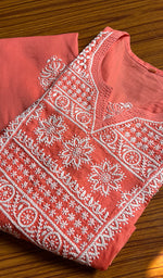 将图像加载到图库查看器中, Women's Lucknowi Handcrafted Cotton Chikankari Kurti - HONC0300977