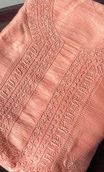将图像加载到图库查看器中, Lucknowi Handcrafted Raw Silk Chikankari Unstitched Men's Kurta Fabric - HONC0288528