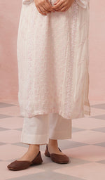 Load image into Gallery viewer, Saziya Women's Lakhnavi Handcrafted Mul Chanderi Chikankari Stitched Kurta, Dupatta And Pant Set - HONC01327945