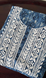 将图像加载到图库查看器中, Women's Lakhnavi Handcrafted Cotton Chikankari Unstitched Kurti Fabric - HONC0268843