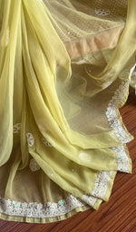 将图像加载到图库查看器中, Women's Lucknowi Handcrafted Faux-Georgette Chikankari Saree - HONC0228971
