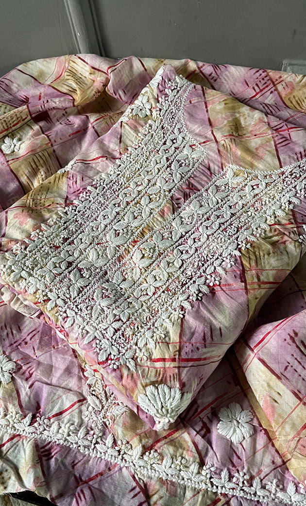 Women's Lakhnavi Handcrafted Cotton Chikankari Kurta And Kurta Dupatta Set - HONC0312685