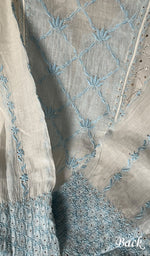 Load image into Gallery viewer, Kashish Women's Lakhnavi Handcrafted Mul Chanderi Chikankari Semi - Stitched Kurta Dupatta Set - HONC0252784