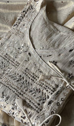 将图像加载到图库查看器中, Women's Lucknowi Handcrafted Tissue Chanderi Chikankari Semi - Stitched Kurta Dupatta Set- HONC0241692