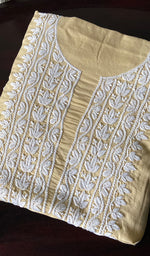 将图像加载到图库查看器中, Simran Women's Lakhnavi Handcrafted Modal Cotton Chikankari Unstitched Kurti Fabric - HONC0261064