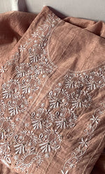 Load image into Gallery viewer, Women's Lakhnavi Handcrafted Chanderi Silk Semi - Stitched Anarkali And Dupatta Set - HONC0273163